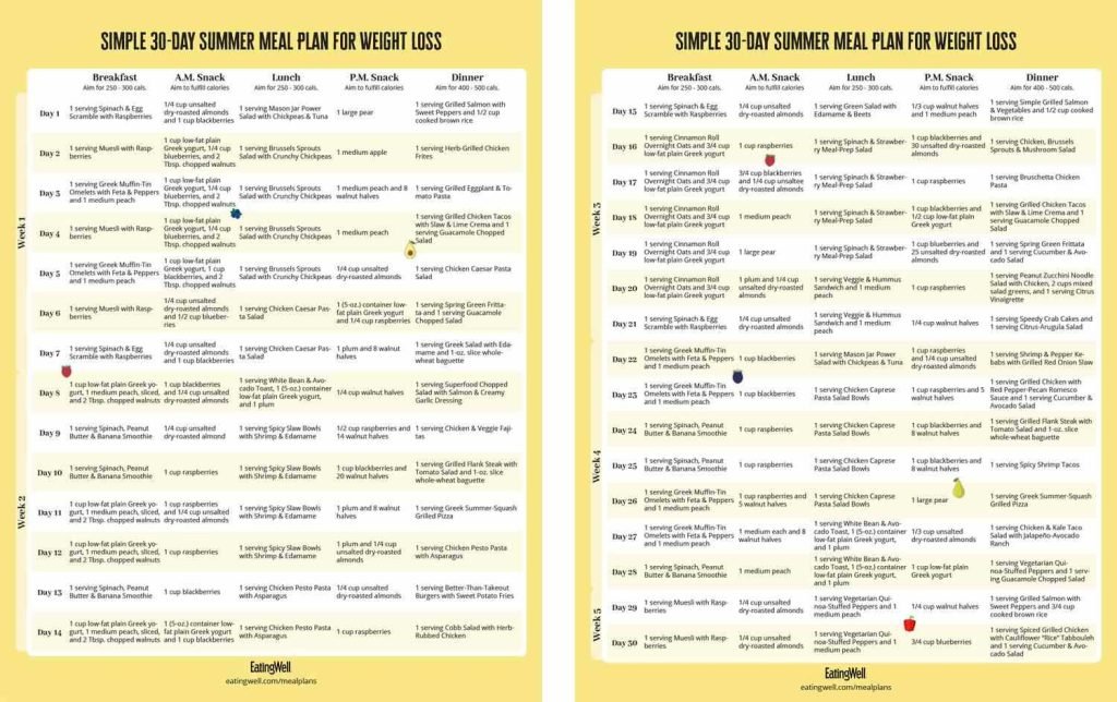 Effective 28 Day Meal Plan For Weight Loss Tips