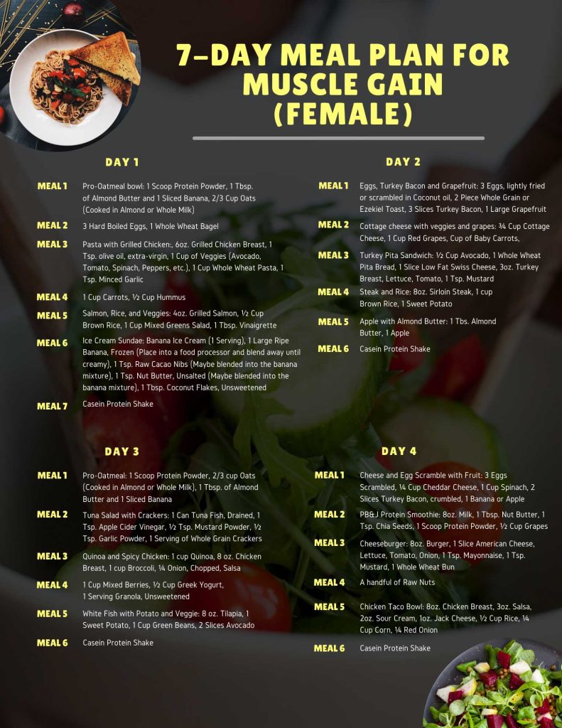 7 Day Meal Plan For Weight Loss And Muscle Gain Tips