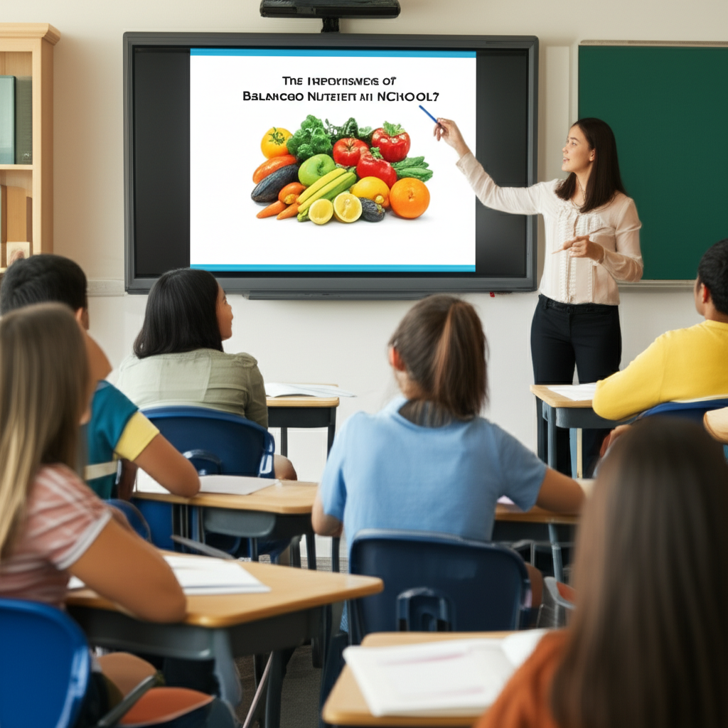 Generate a high-quality, relevant image prompt for an article about: Should Nutrition Be Taught in H