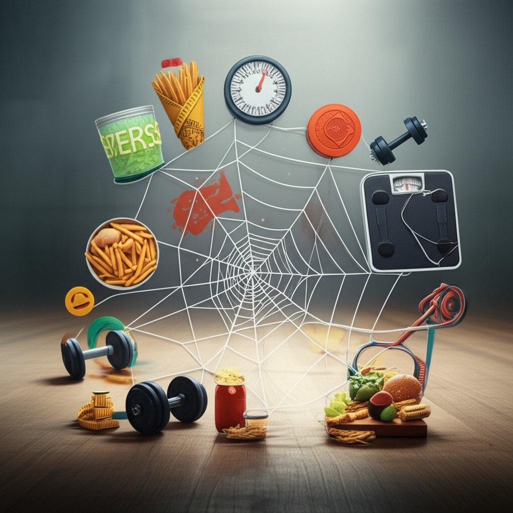 Generate a high-quality, relevant image prompt for an article about: Why Weight Loss Is So Hard: Ess
