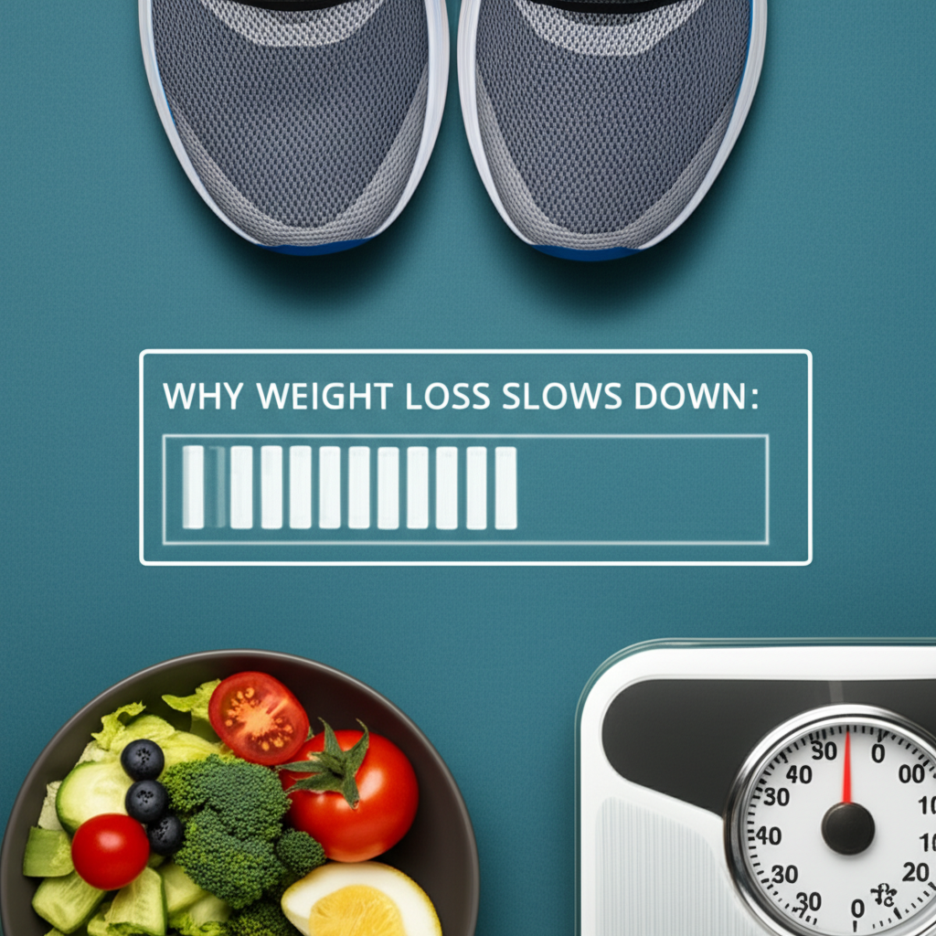 Generate a high-quality, relevant image prompt for an article about: Why Weight Loss Slows Down: Ess