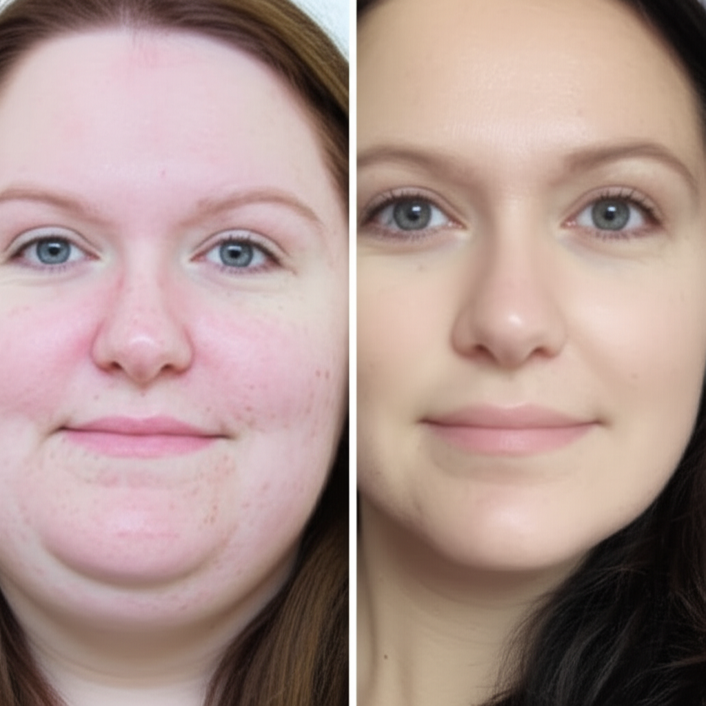 Generate a high-quality, relevant image prompt for an article about: How Weight Loss Affects Your Fa