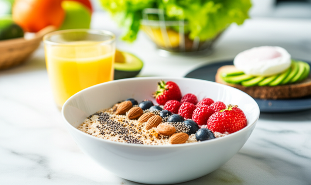 Generate a high-quality, relevant image prompt for an article about: What to Eat in Breakfast for We