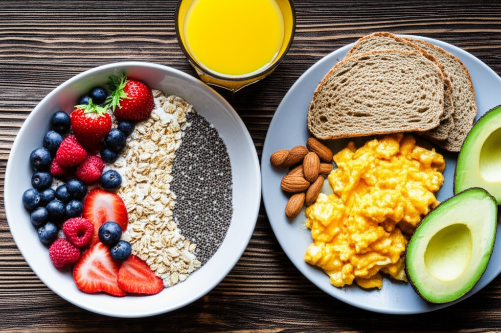 Generate a high-quality, relevant image prompt for an article about: What to Eat in Breakfast for We