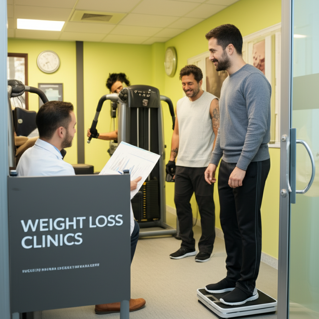 Generate a high-quality, relevant image prompt for an article about: Weight Loss Clinic for Men Near