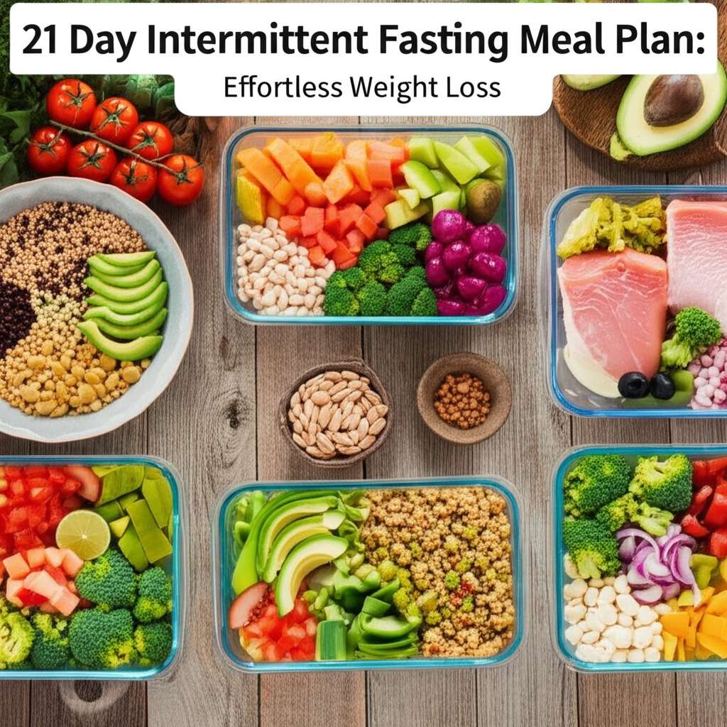 Generate a high-quality, relevant image prompt for an article about: 21 Day Intermittent Fasting Mea