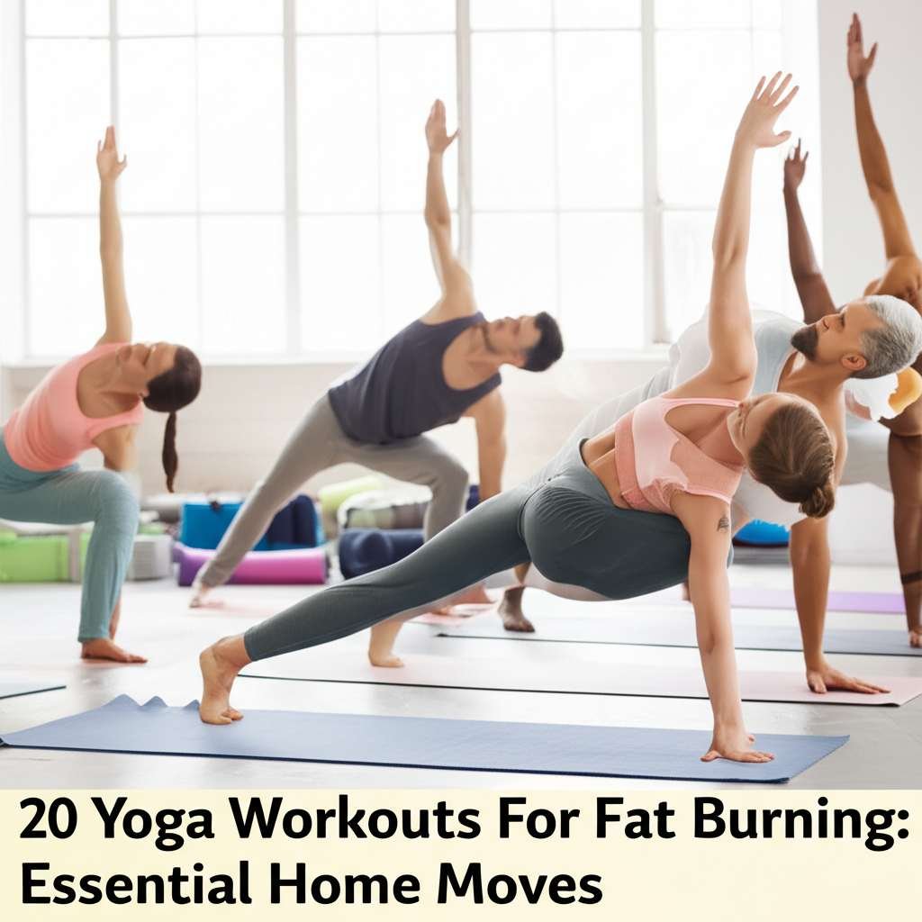 Generate a high-quality, relevant image prompt for an article about: 20 Yoga Workouts For Fat Burnin