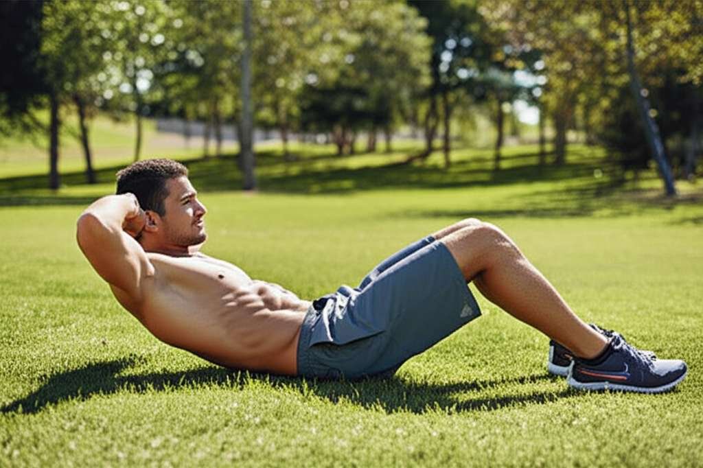 Generate a high-quality, relevant image prompt for an article about: 5 Ab Exercises For Men: Essenti