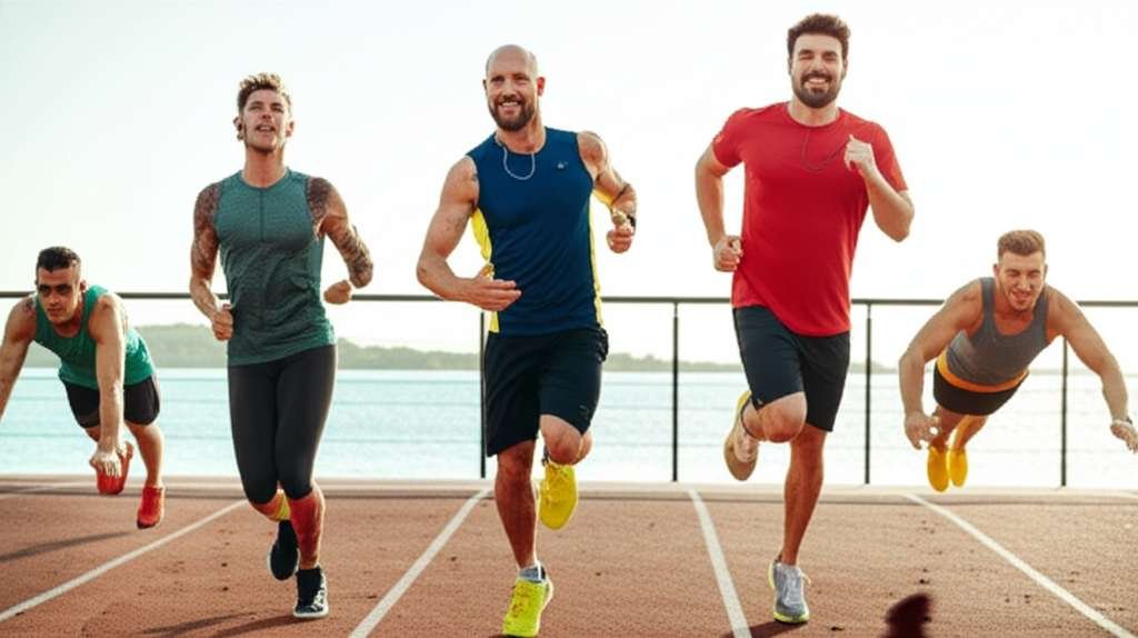 Generate a high-quality, relevant image prompt for an article about: 5 Cardio Workouts For Men: Effo