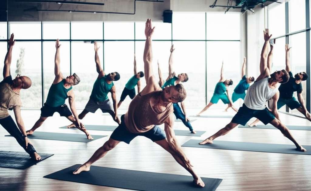 Generate a high-quality, relevant image prompt for an article about: 15 Yoga Poses For Men: Essentia
