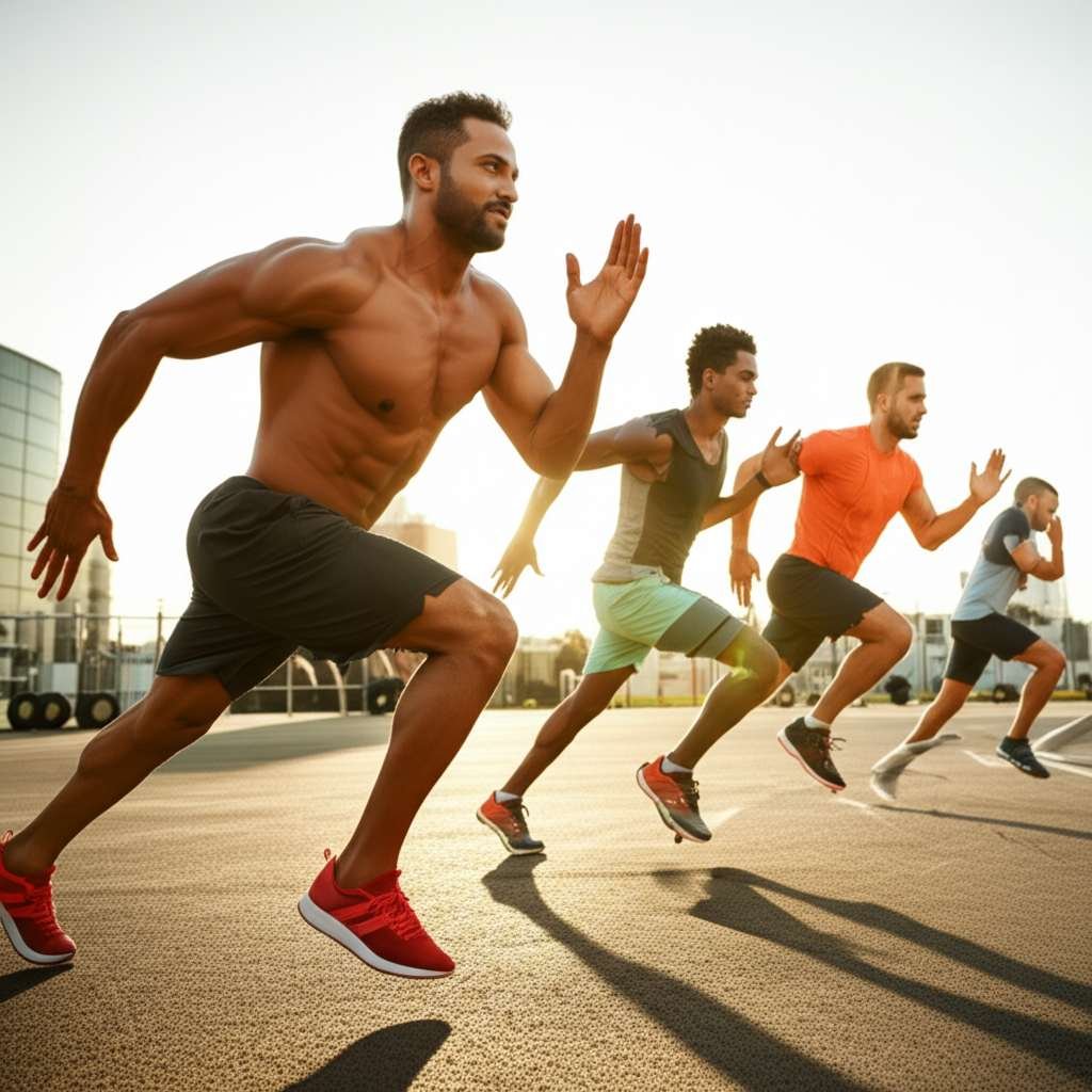 Generate a high-quality, relevant image prompt for an article about: 20 Fast Workouts For Men: Burn