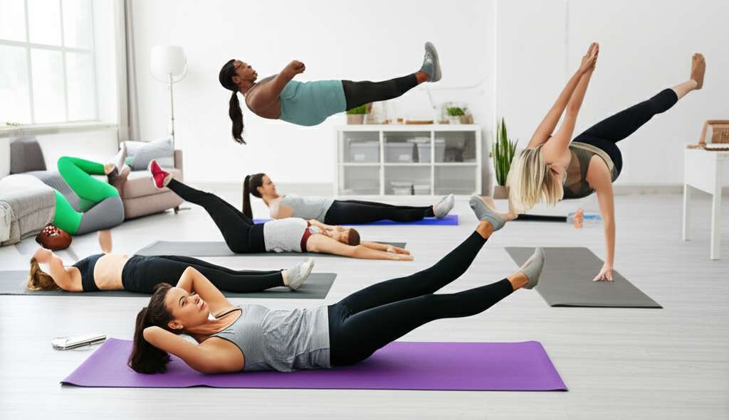 Generate a high-quality, relevant image prompt for an article about: 5 Simple Home Workouts: Burn Be