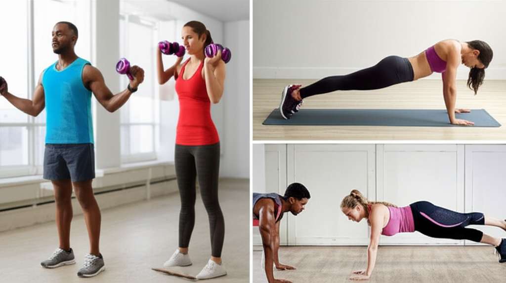 Generate a high-quality, relevant image prompt for an article about: 5 Easy Home Workouts Without Eq