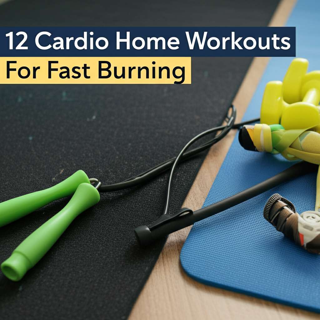 Generate a high-quality, relevant image prompt for an article about: 12 Cardio Home Workouts For Fas