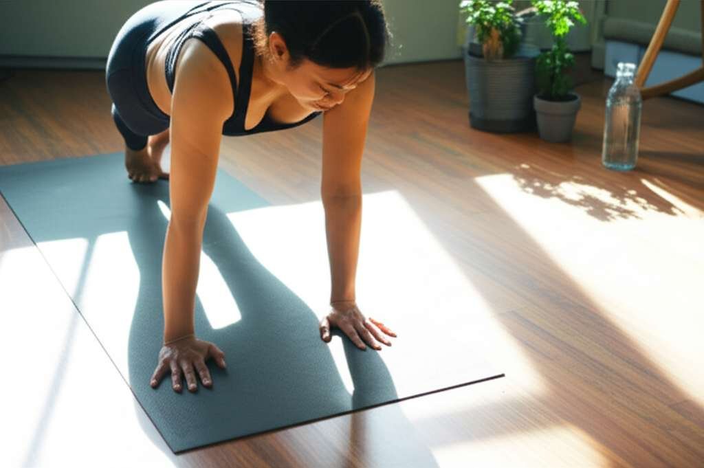 Generate a high-quality, relevant image prompt for an article about: 12 Yoga Home Workouts: Essentia