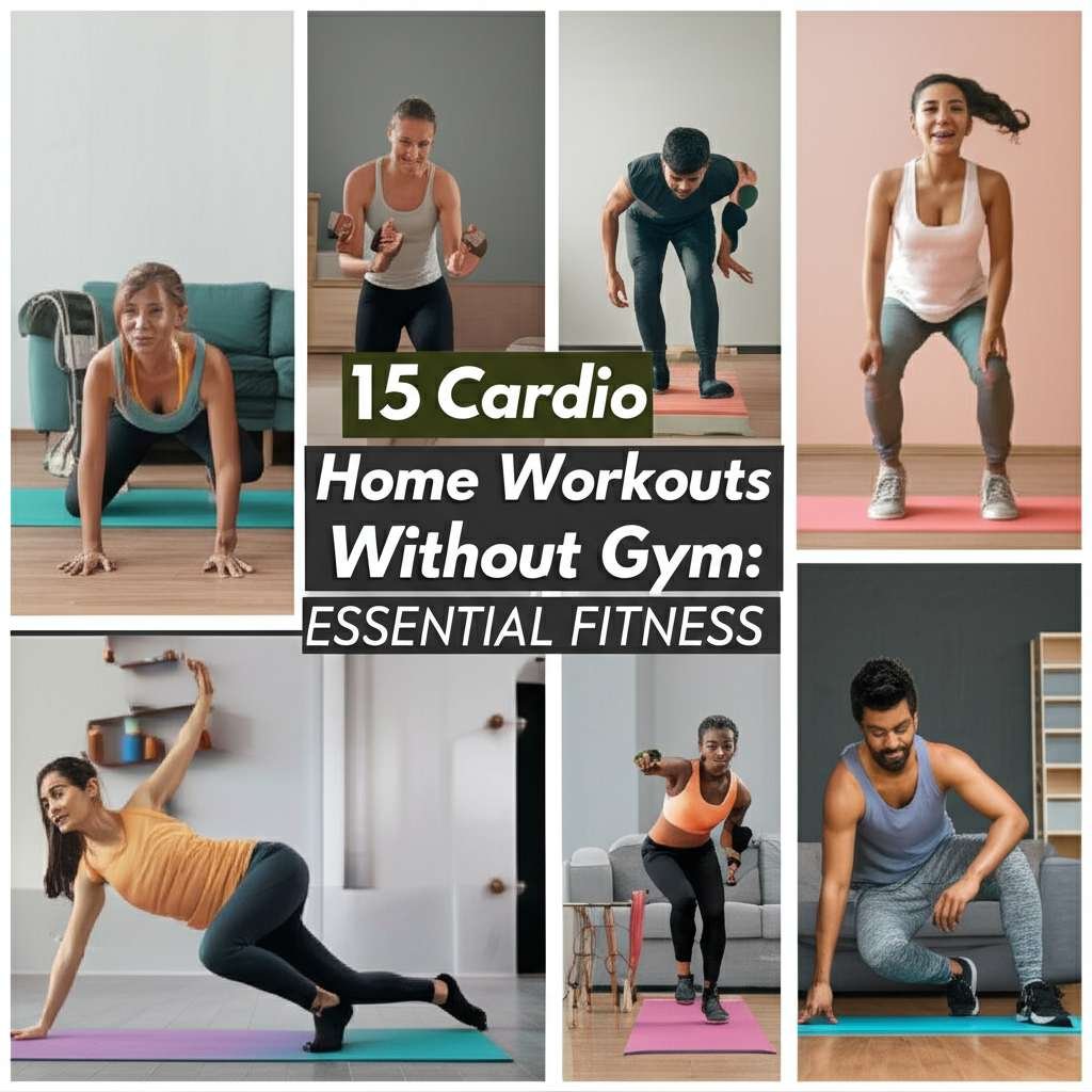 Generate a high-quality, relevant image prompt for an article about: 15 Cardio Home Workouts Without
