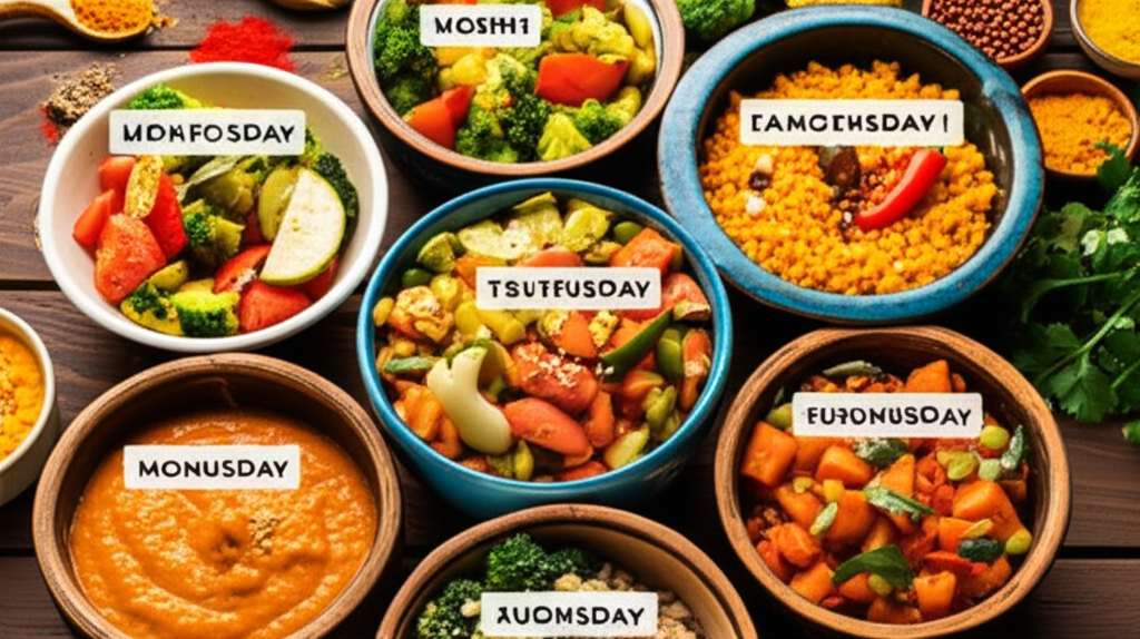 Generate a high-quality, relevant image prompt for an article about: 7 Day Indian Meal Plan: Essenti