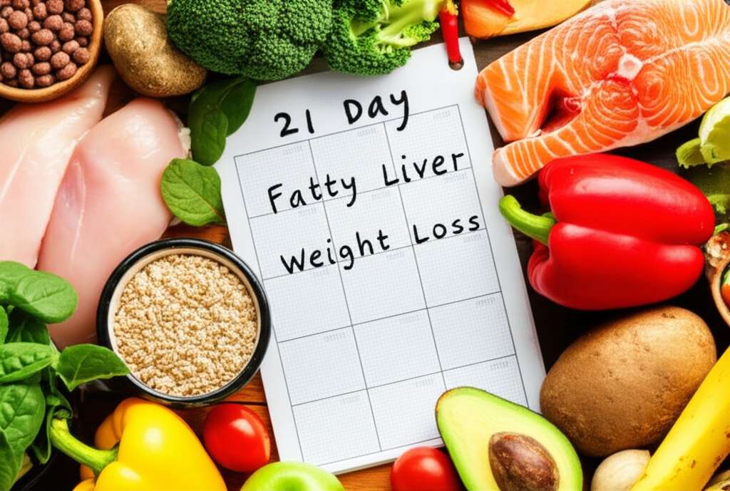 Generate a high-quality, relevant image prompt for an article about: 21 Day Meal Plan For Fatty Live