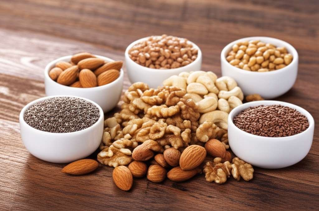 Generate a high-quality, relevant image prompt for an article about: 12 Best Nuts & Seeds For Fatty