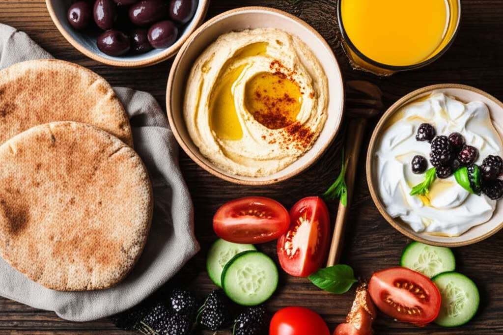 Generate a high-quality, relevant image prompt for an article about: Mediterranean Diet Breakfast: E