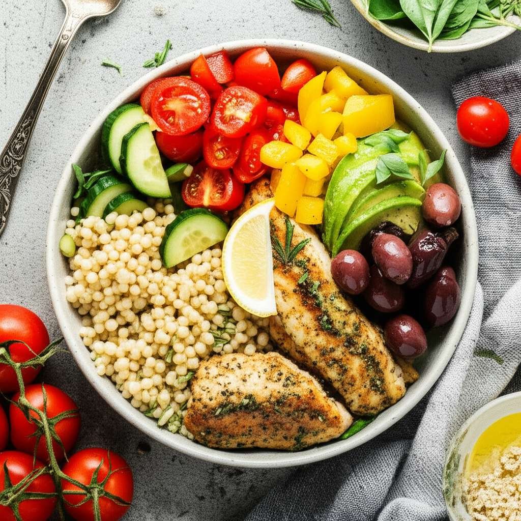 Generate a high-quality, relevant image prompt for an article about: Mediterranean Diet Meals: Effor