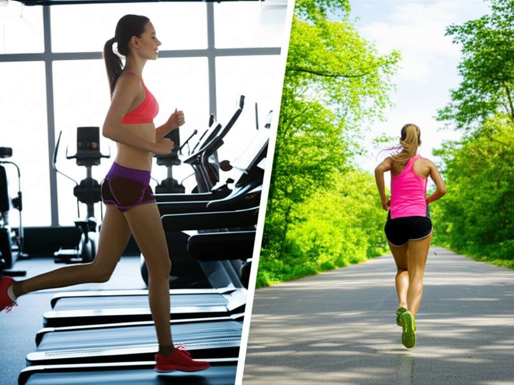 Generate a high-quality, relevant image prompt for an article about: Treadmill vs Outdoor Running fo