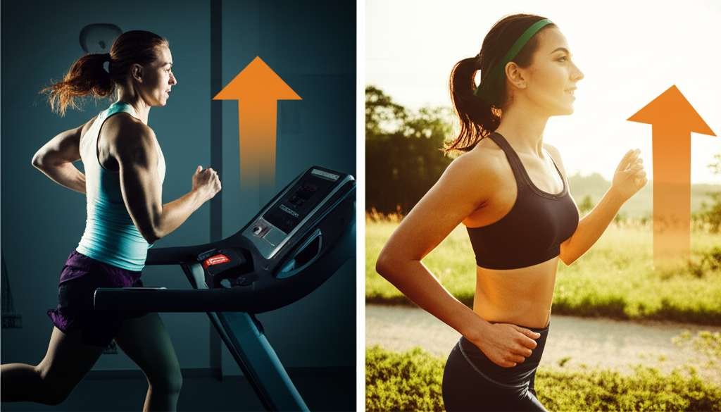Generate a high-quality, relevant image prompt for an article about: Treadmill vs Outdoor Running fo