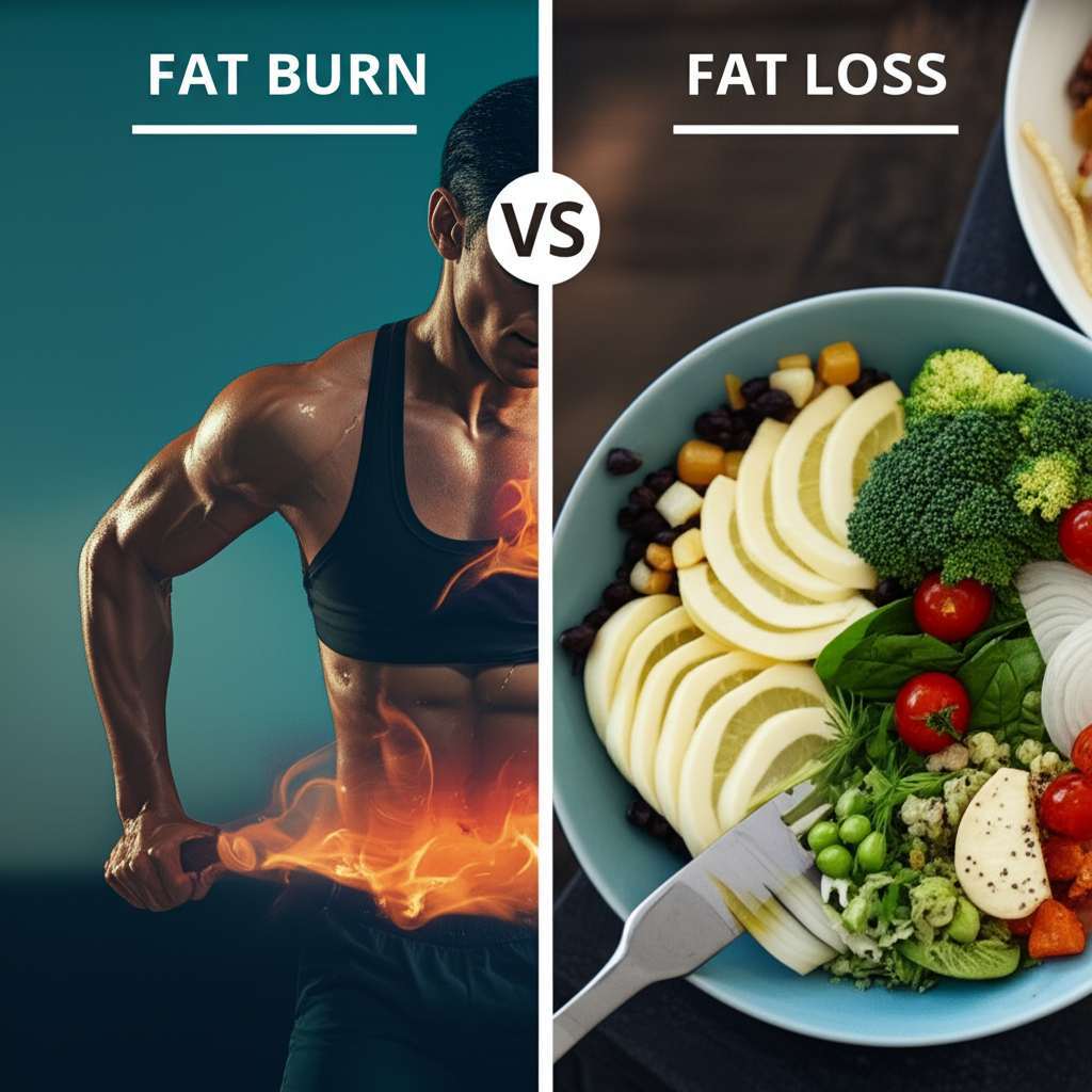 Generate a high-quality, relevant image prompt for an article about: Fat Burn vs Fat Loss: Ultimate