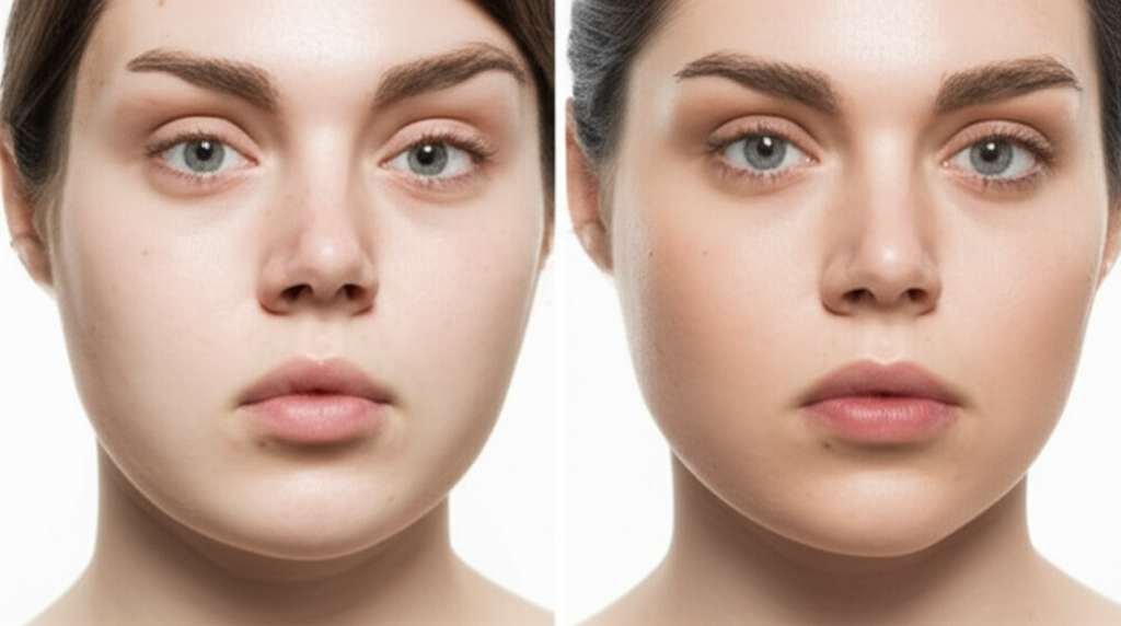 Generate a high-quality, relevant image prompt for an article about: How to Fix Fat Loss in Face: Bl