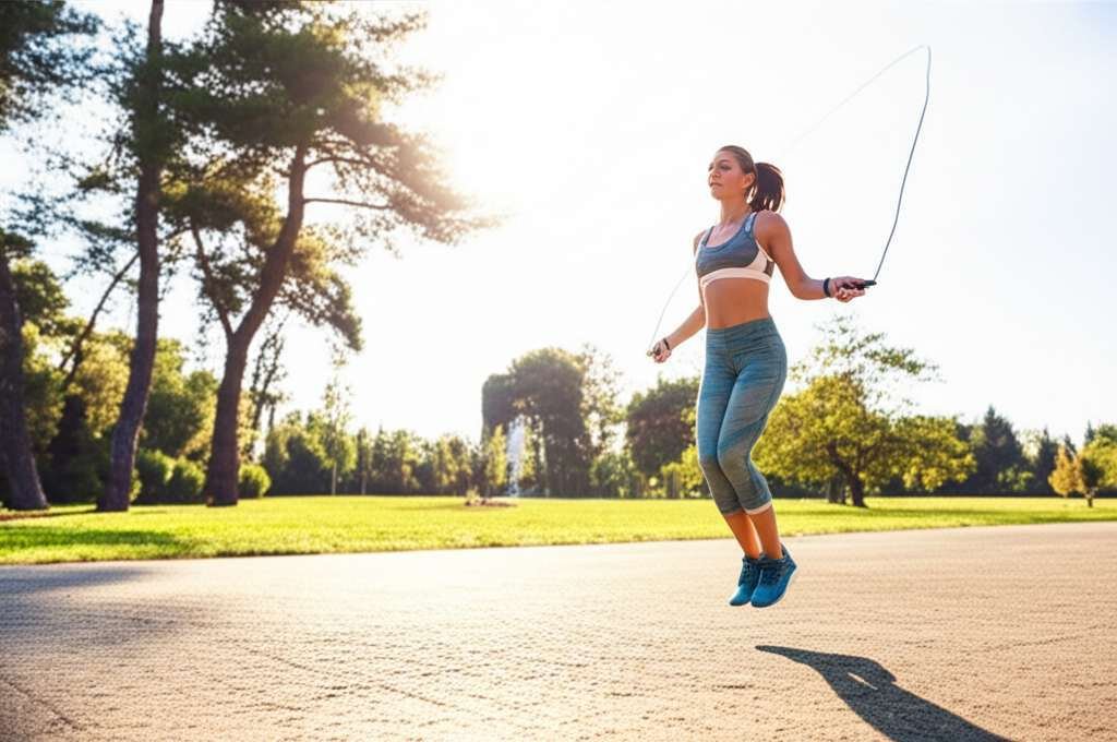 Generate a high-quality, relevant image prompt for an article about: How Much Does Skipping Burn Fat