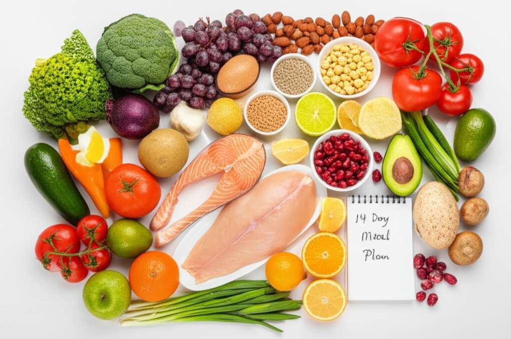 Generate a high-quality, relevant image prompt for an article about: 14 Day Balanced Diet Meal Plan: