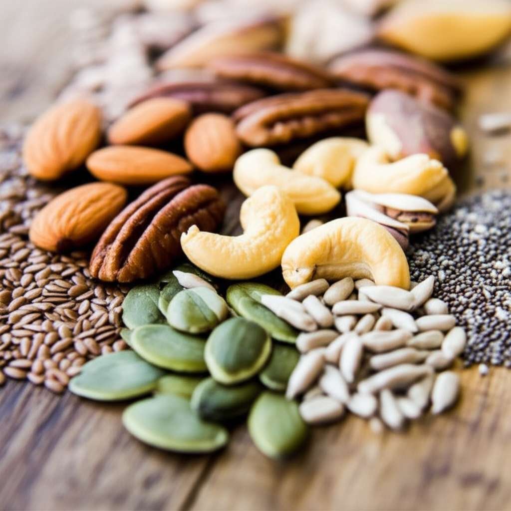 Generate a high-quality, relevant image prompt for an article about: 12 Best Nuts & Seeds: Burn Fatt