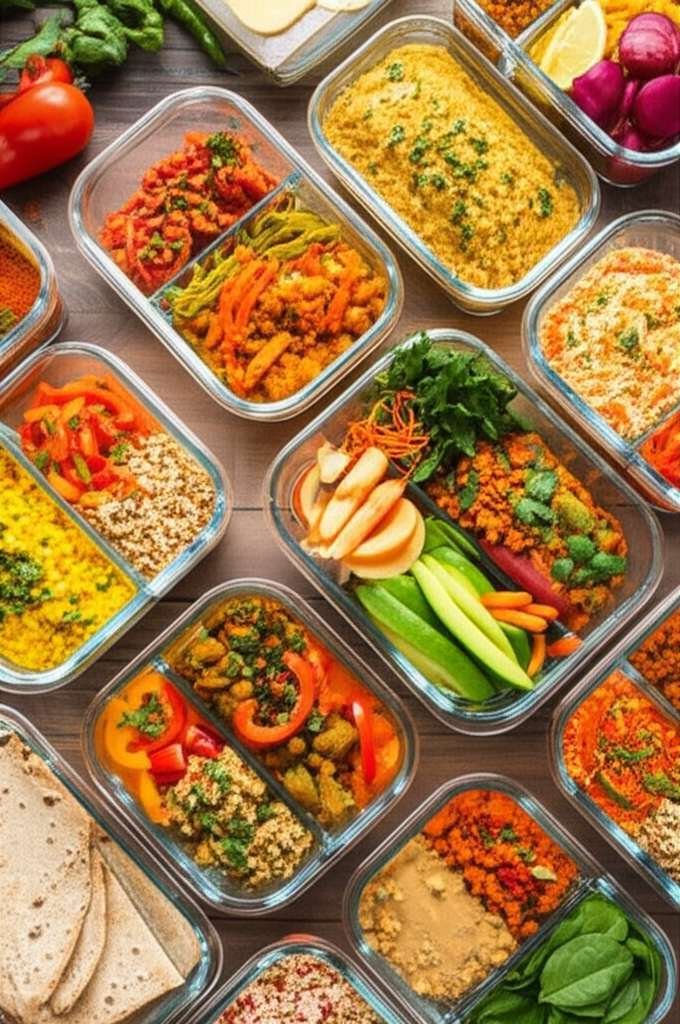 Generate a high-quality, relevant image prompt for an article about: 30 Day Indian Meal Prep: Conque