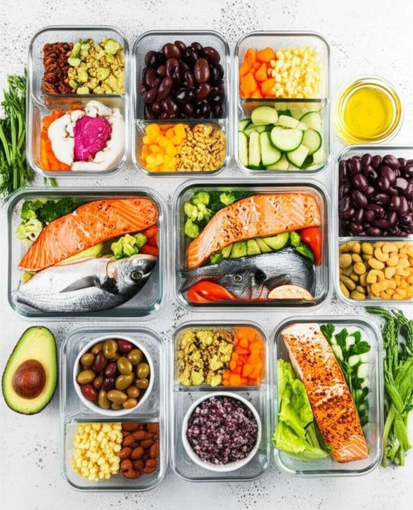 Generate a high-quality, relevant image prompt for an article about: 30 Day Mediterranean Meal Prep: