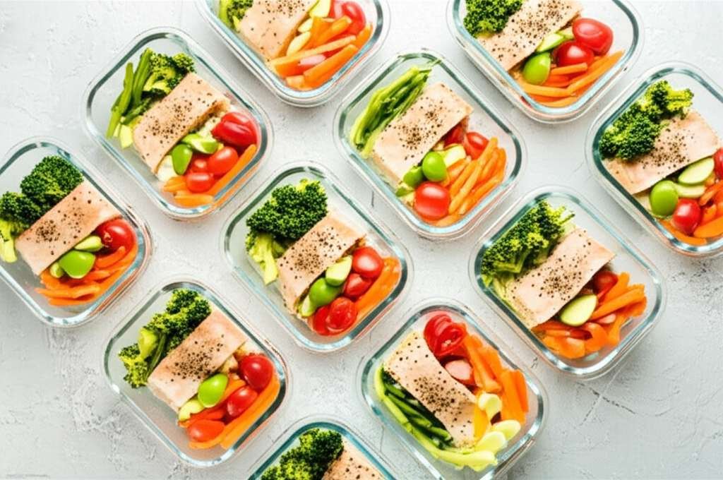 Generate a high-quality, relevant image prompt for an article about: 30 Day Balanced Diet Meal Prep:
