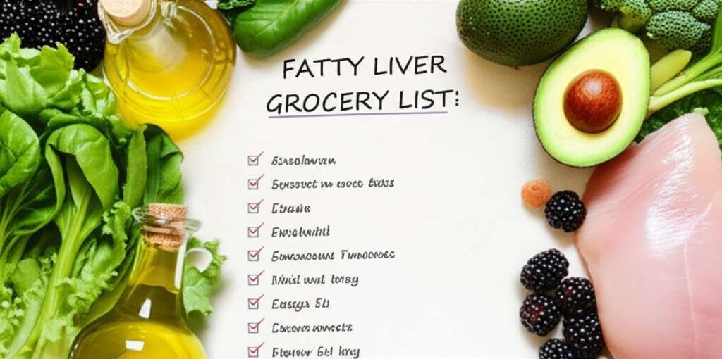 Generate a high-quality, relevant image prompt for an article about: Fatty Liver Diet Grocery List:
