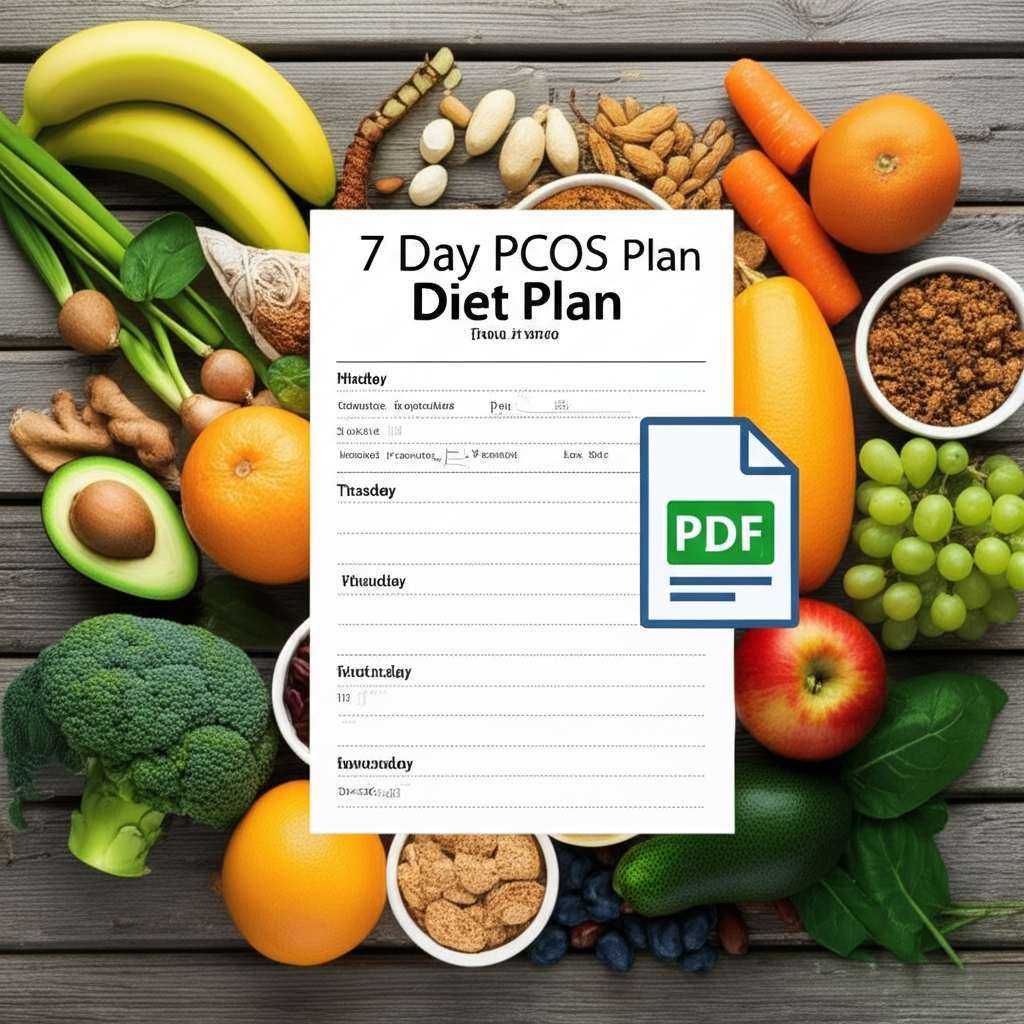 Generate a high-quality, relevant image prompt for an article about: 7 Day PCOS Diet Plan PDF: Amazi