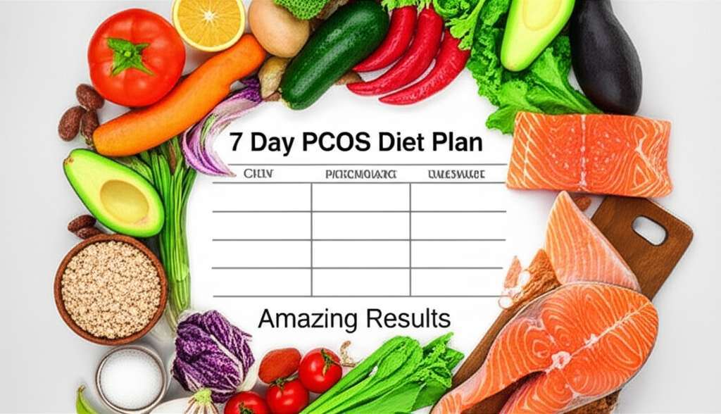 Generate a high-quality, relevant image prompt for an article about: 7 Day PCOS Diet Plan PDF: Amazi