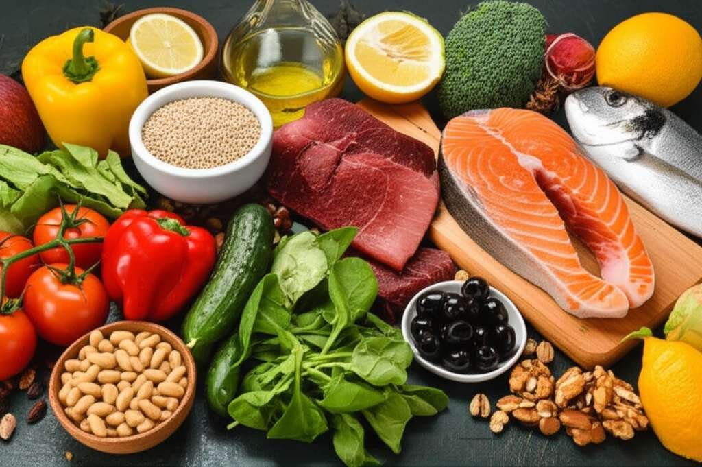 Generate a high-quality, relevant image prompt for an article about: Mediterranean Diet Food List: A