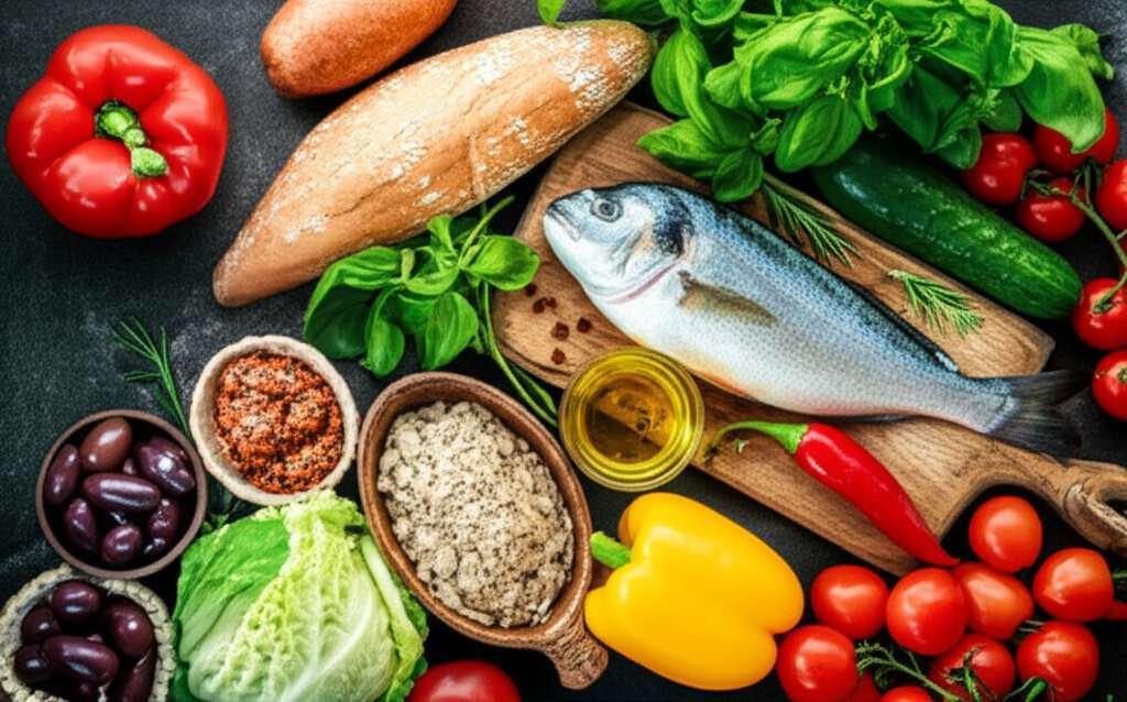 Generate a high-quality, relevant image prompt for an article about: Mediterranean Diet Cookbook: Am