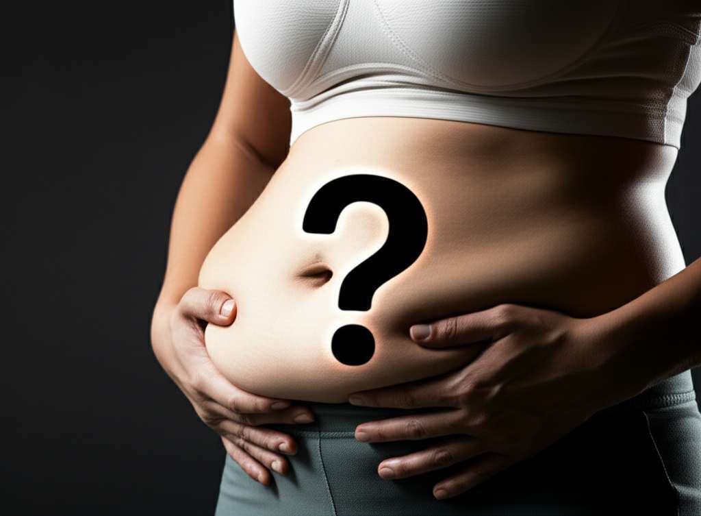 Generate a high-quality, relevant image prompt for an article about: Why Can’t I Lose Fat In My Stom