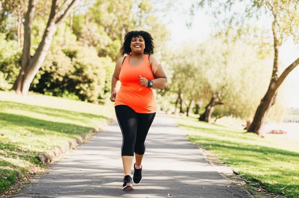 Generate a high-quality, relevant image prompt for an article about: Can I Lose Body Fat With Walkin