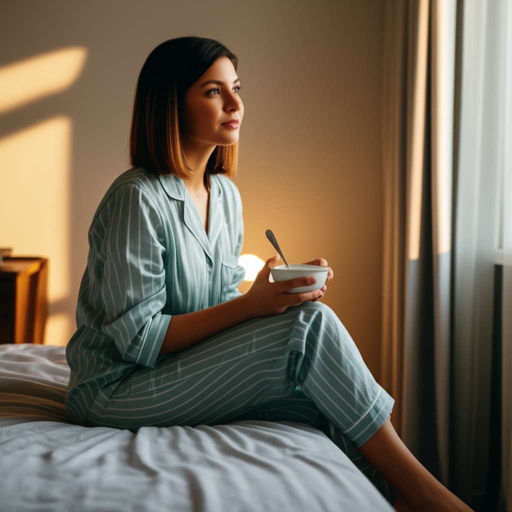 Generate a high-quality, relevant image prompt for an article about: Can I Eat Yogurt At Night For W