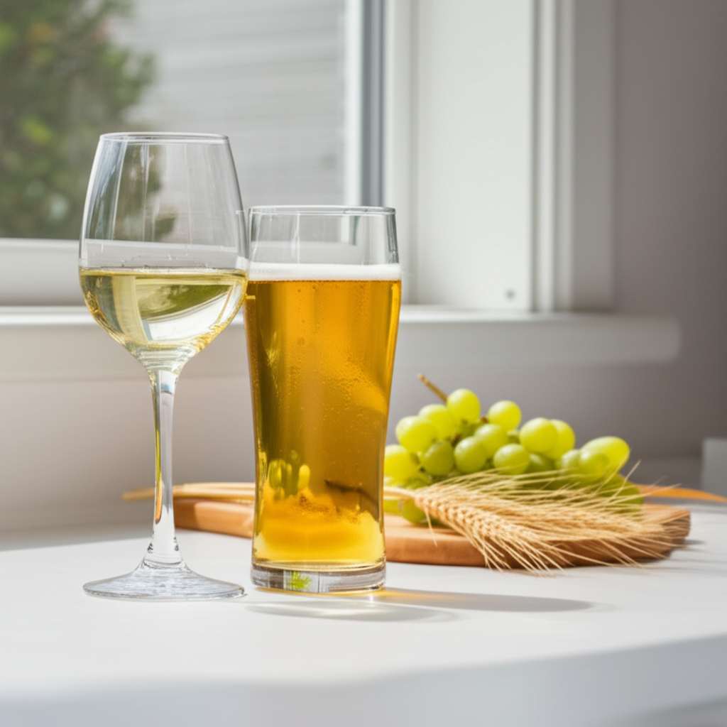 Generate a high-quality, relevant image prompt for an article about: Is Wine Better Than Beer For We