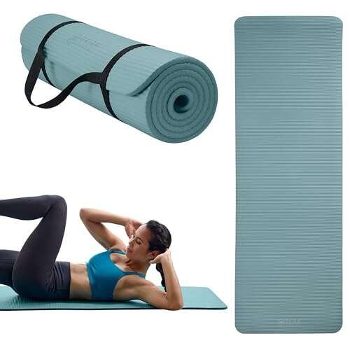 Gaiam Essentials Thick Yoga Mat Fitness & Exercise Mat 10mm