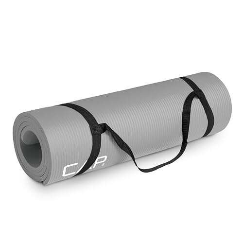 CAP Barbell High Density Exercise Mat with strap, Gray