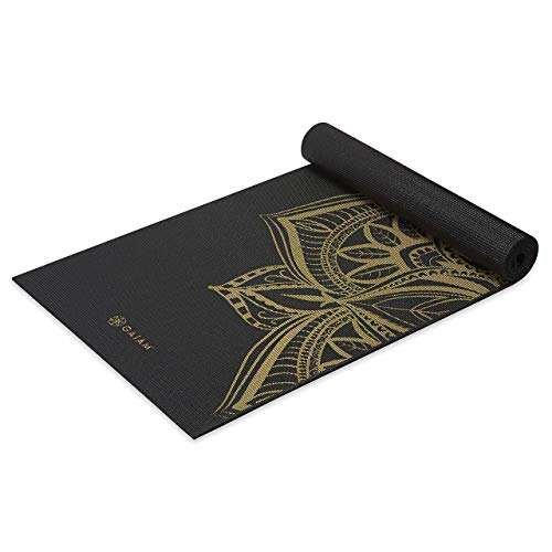 Gaiam Yoga Mat Premium Print Extra Thick Non-Slip Bronze