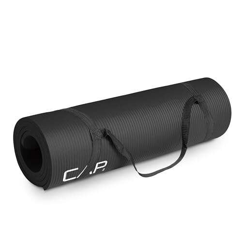 CAP Barbell High Density Exercise Mat with Strap, 12mm...