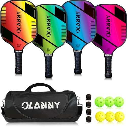 OLANNY Pickleball Paddles Set of 4 Graphite Honeycomb Core.