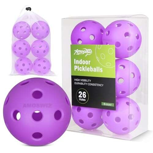 Amoswiz Indoor Pickleball Balls, 6 Pack of High-Visibility...